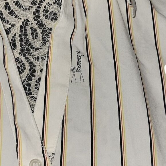CHICO'S Womens Button-Up Giraffe Stripe Shirt With Embroidered Details Size M - Picture 2 of 5